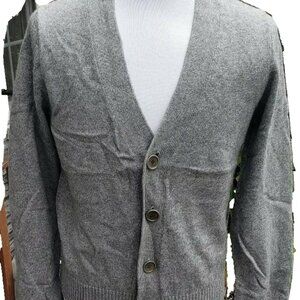 Ruehl mens Grey Cashmere /cotton Large CARDIGAN excellent condition